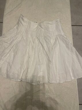LOFT White A-Line Linen Flared Skirt